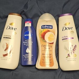 Dove and Softsoap Bath Essentials Set - White, Cream, and Blue